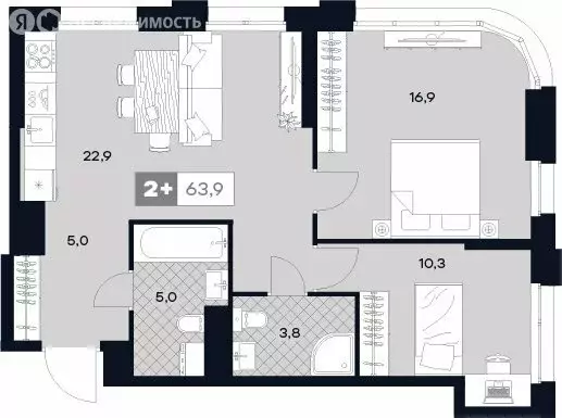 2-комнатная квартира: Москва, Лодочная улица, 27к2 (63.9 м) - Фото 0