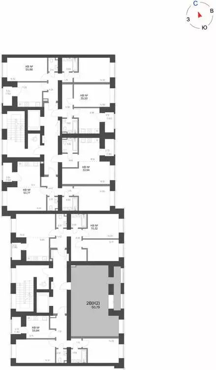 2-комнатная квартира: Нижнекамск, 15-й микрорайон, ЖК Калина (50.79 м) - Фото 1