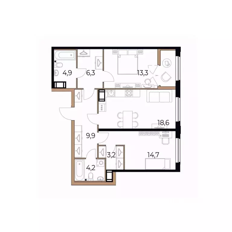 2-к кв. Вологодская область, Череповец Рыбинская ул., 69 (76.8 м) - Фото 1