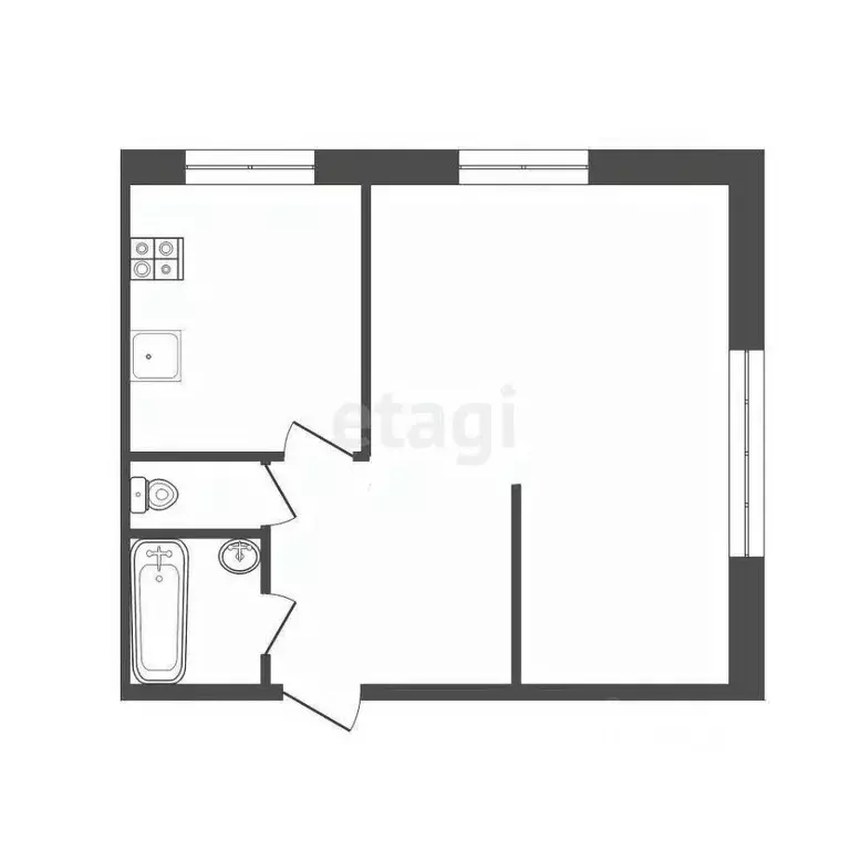1-к кв. Ханты-Мансийский АО, Сургут Московская ул., 34Б (32.6 м) - Фото 1