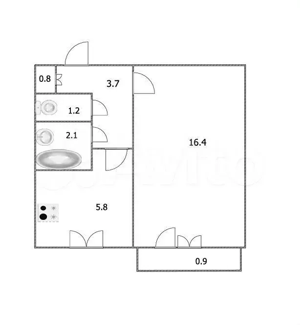 1-к. квартира, 30 м, 2/5 эт. - Фото 0