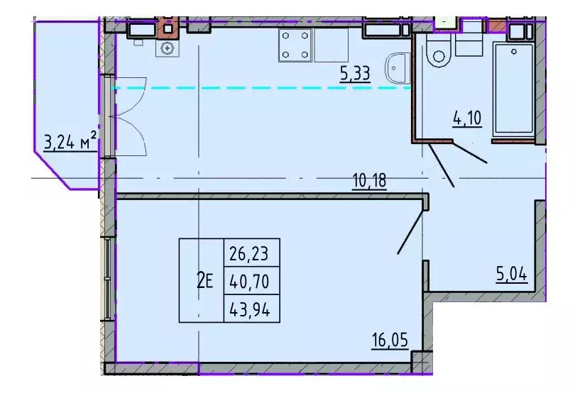 Квартира-студия: Шахты, улица Калинина, 10 (43.89 м) - Фото 0