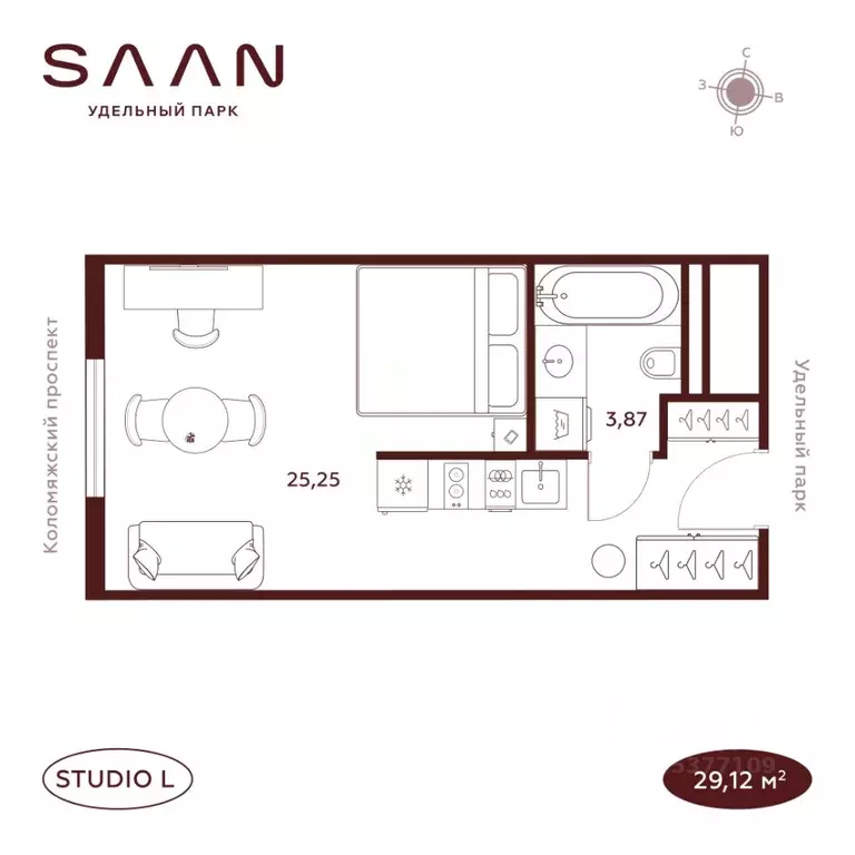 Студия Санкт-Петербург  (29.12 м) - Фото 1