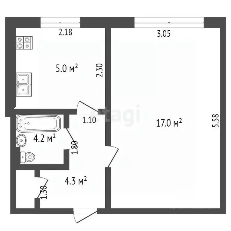 1-к кв. Ростовская область, Ростов-на-Дону ул. Еременко, 58/4 (29.4 м) - Фото 2