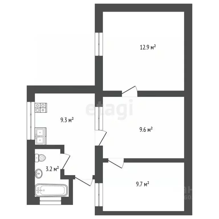 3-к кв. Крым, Евпатория ул. Демышева, 80 (42.9 м) - Фото 2