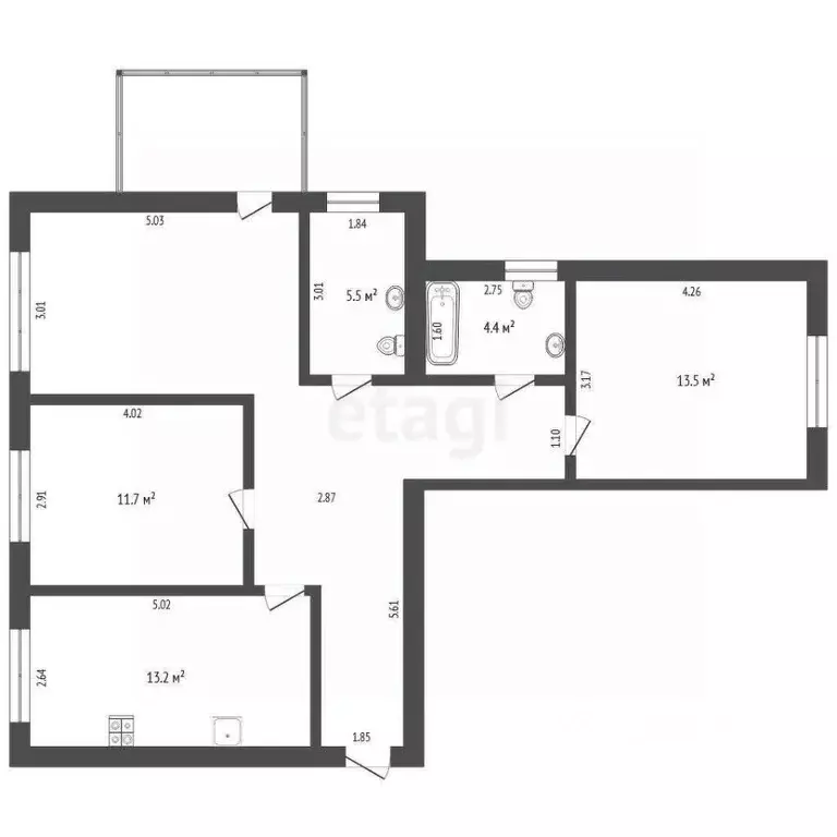 3-к кв. Тюменская область, Тюменский муниципальный округ, Боровский рп ... - Фото 2