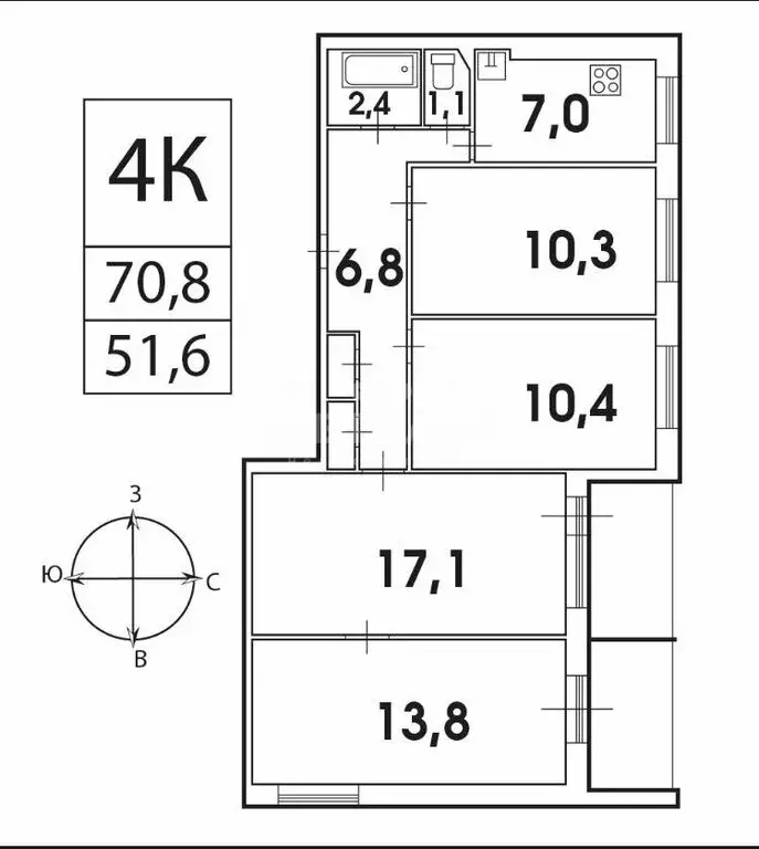 4-комнатная квартира: Новосибирск, улица Авиастроителей, 2/2 (71 м) - Фото 1