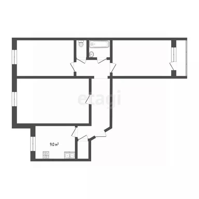 3-к кв. Тюменская область, Тюмень Ставропольская ул., 2 (67.7 м) - Фото 2