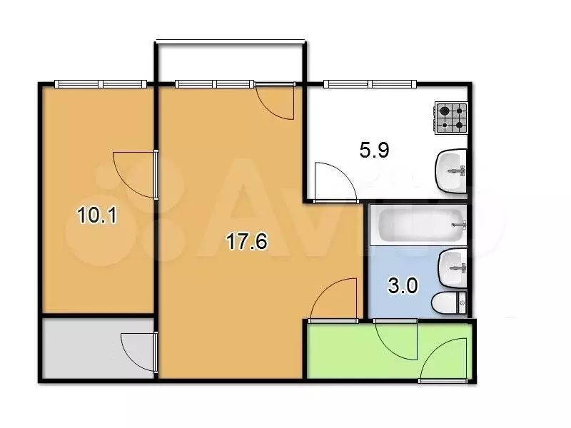 2-к. квартира, 41 м, 3/5 эт. - Фото 0