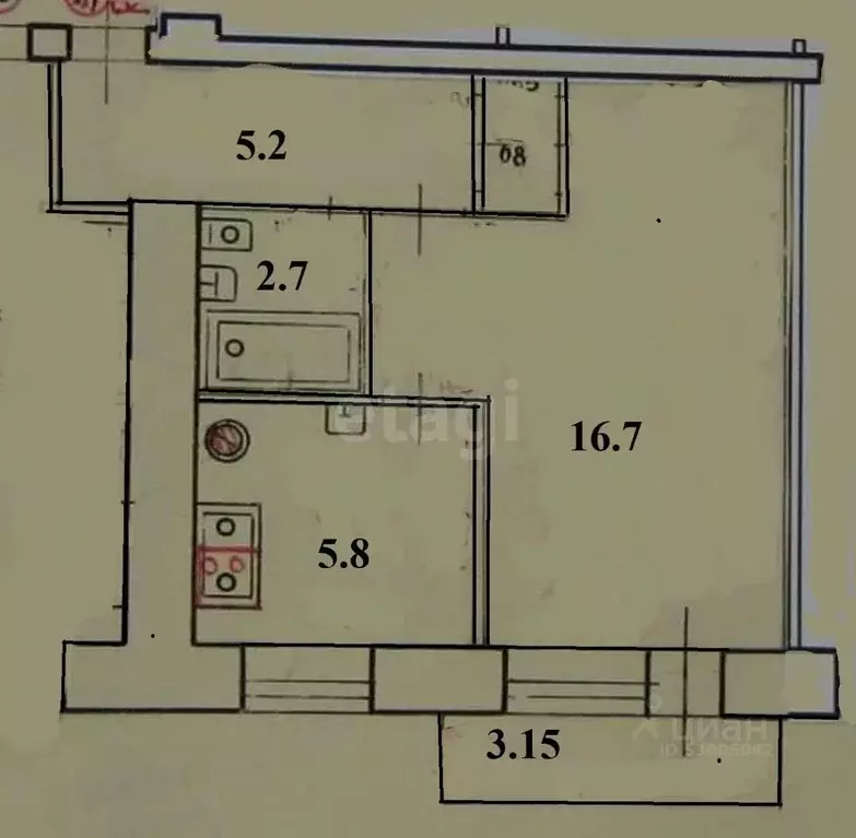 1-к кв. Забайкальский край, Чита Малая ул., 2 (31.2 м) - Фото 2