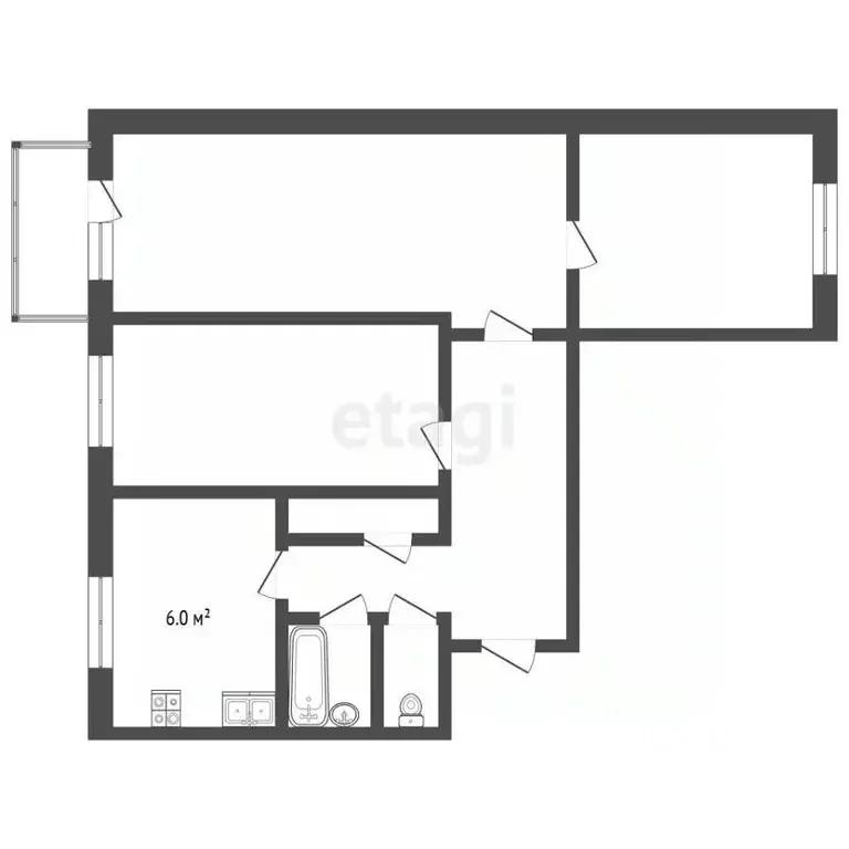 3-к кв. Нижегородская область, Балахна Коммунистическая ул., 4 (57.8 ... - Фото 2