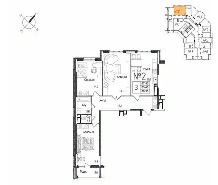 3-к кв. Московская область, Наро-Фоминск ул. Новикова, 20/1 (89.2 м) - Фото 0