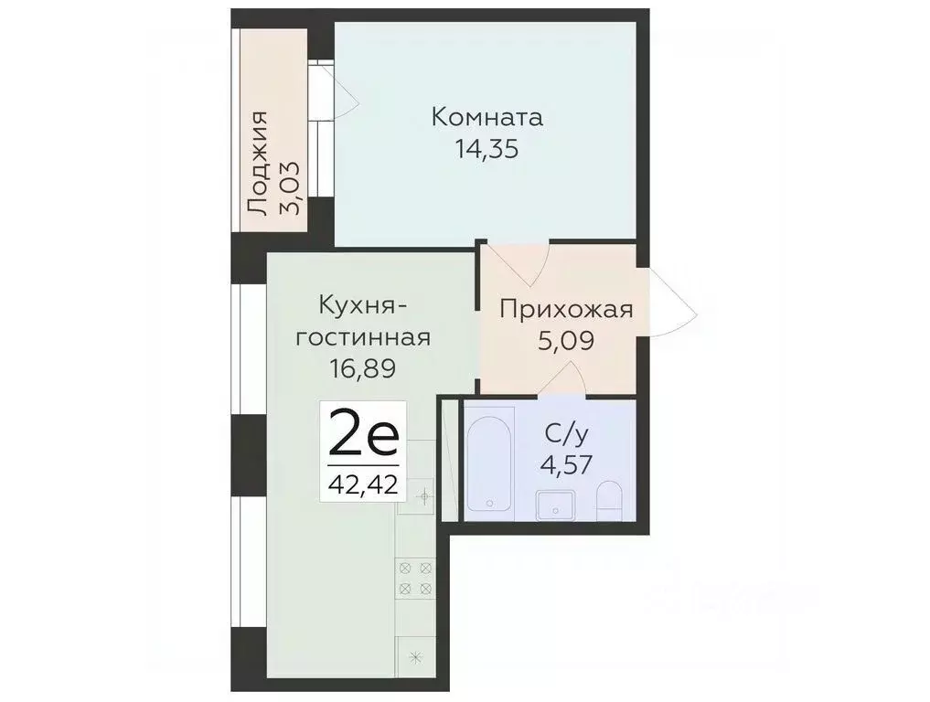 2-к кв. Воронежская область, Воронеж ул. Матросова (42.42 м) - Фото 0