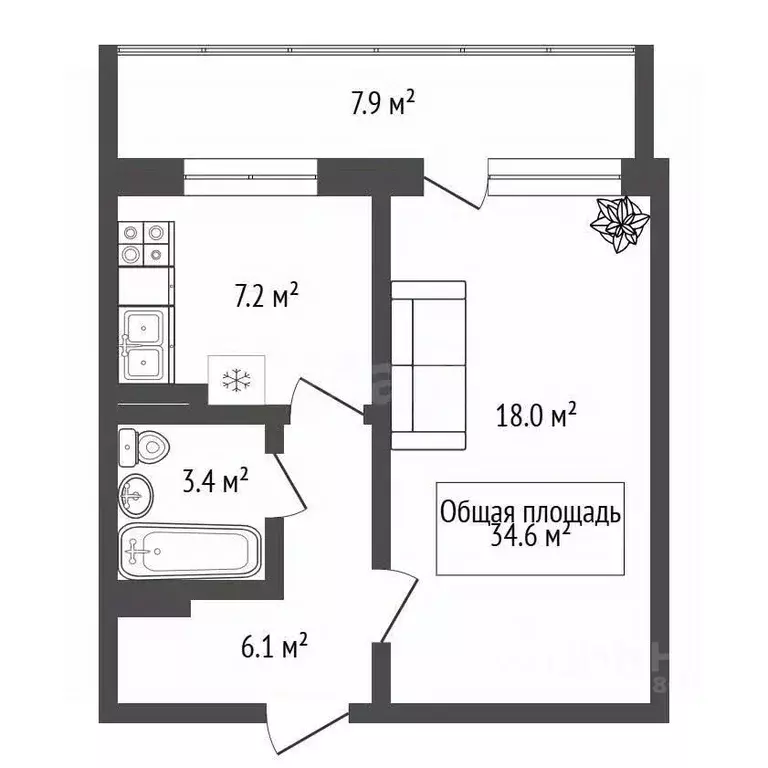 1-к кв. Новосибирская область, Новосибирск Междуреченская ул., 7/1 ... - Фото 2