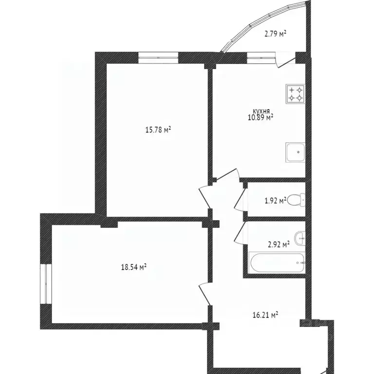 2-к кв. Воронежская область, Воронеж ул. Шукшина, 21 (70.1 м) - Фото 1