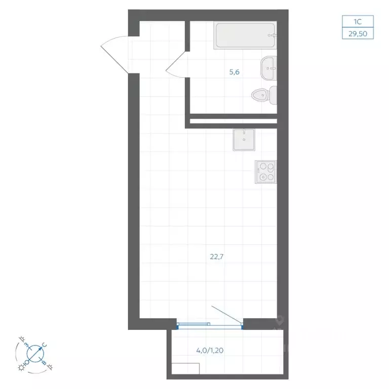 Студия Челябинская область, Челябинск Клевер жилой комплекс (29.5 м) - Фото 1