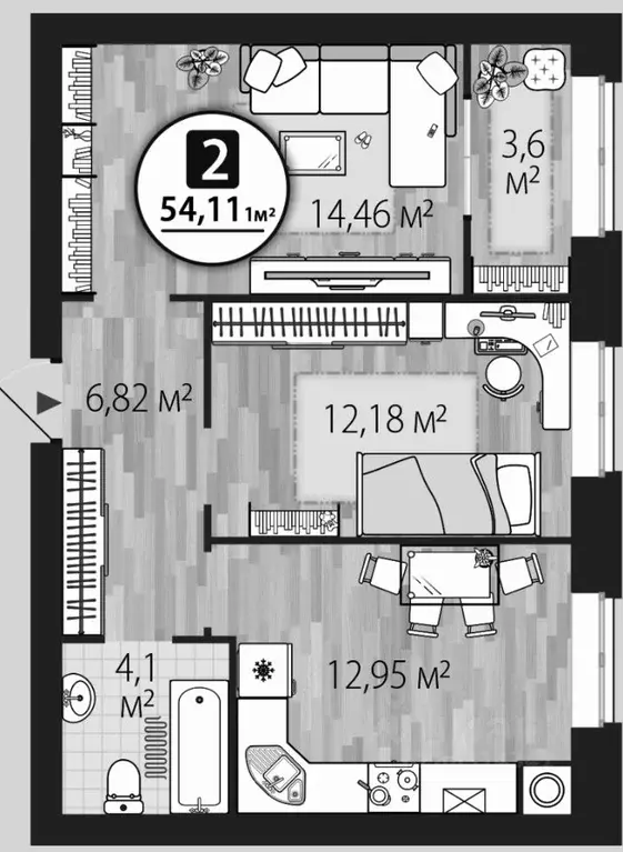 2-к кв. Рязанская область, Рыбное ул. Перспективная, 2 (56.0 м) - Фото 2