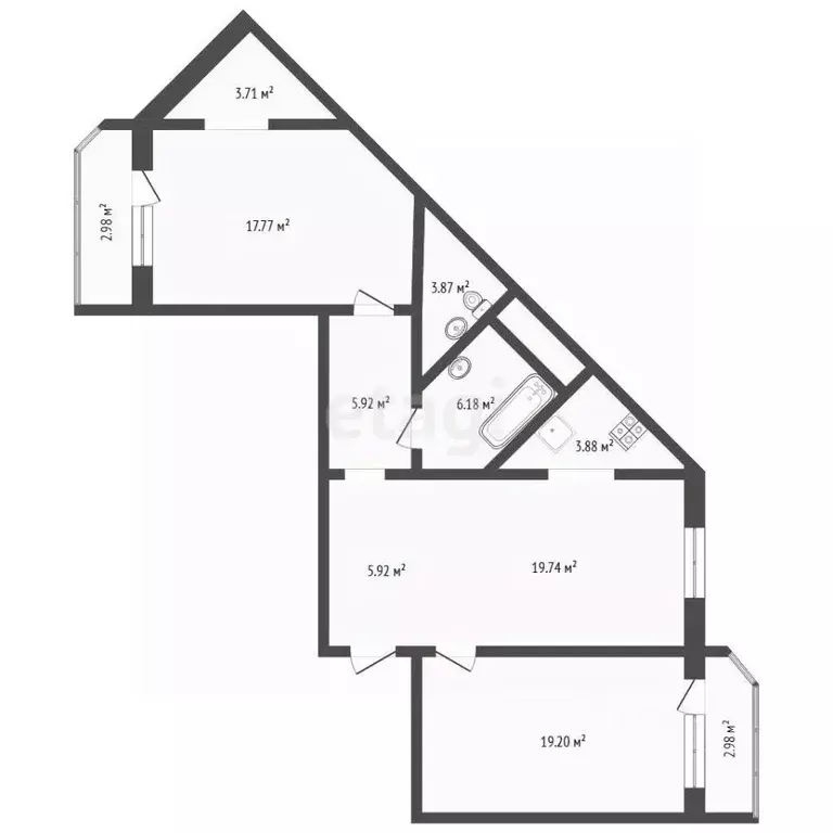 3-к кв. Тюменская область, Тюмень ул. Монтажников, 34 (85.7 м) - Фото 2
