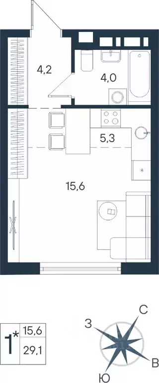 Студия Пермский край, Пермь ул. Космонавта Беляева, 17 (29.1 м) - Фото 0