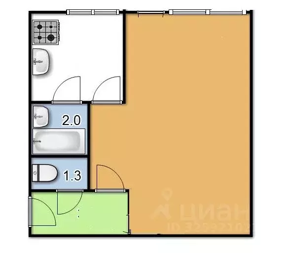 1-к кв. Свердловская область, Екатеринбург ул. Восстания, 17 (29.0 м) - Фото 2