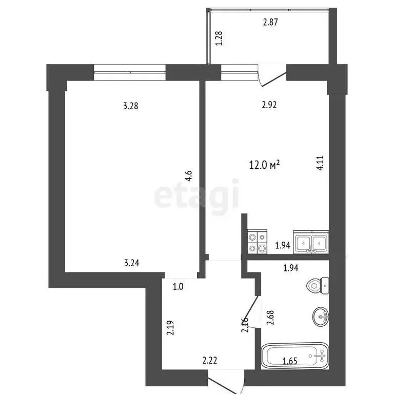 1-комнатная квартира: Абакан, улица Ивана Ярыгина, 33/1 (36.8 м) - Фото 1