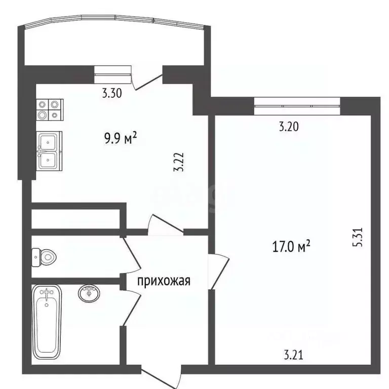 1-к кв. Белгородская область, Белгородский район, Дубовское с/пос, ... - Фото 2