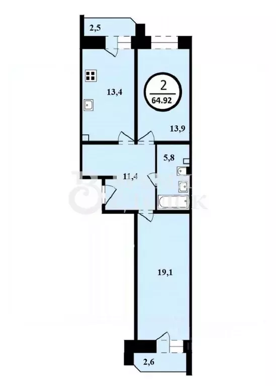 2-к кв. Владимирская область, Владимир ул. Горького, 133А (63.6 м) - Фото 1