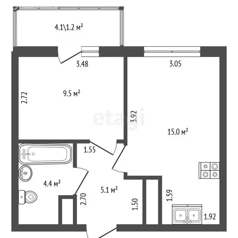 1-комнатная квартира: Шушары, Чудовская улица, 14к1 (34 м) - Фото 1