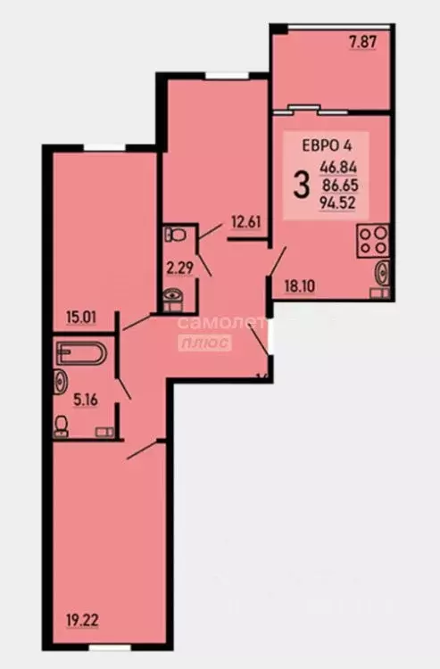 3-к кв. Липецкая область, Липецк Студеновская ул., 23Б (86.65 м) - Фото 1