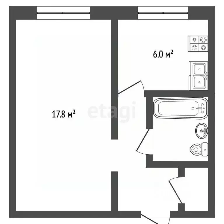 1-к кв. Псковская область, Псков Гражданская ул., 12 (29.5 м) - Фото 2