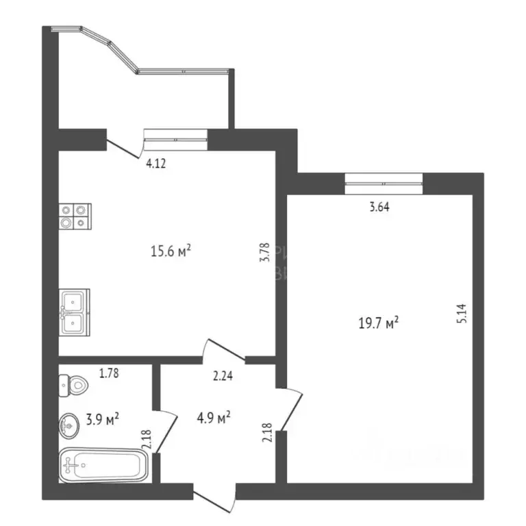 1-к кв. Тюменская область, Тюмень ул. Тимирязева, 130 (44.1 м) - Фото 1