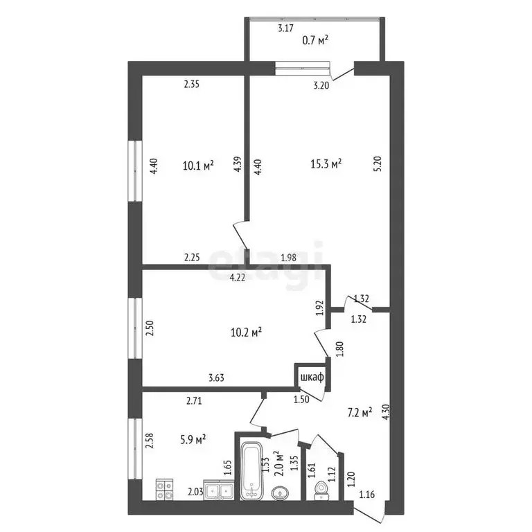 3-комнатная квартира: Тамбов, Клубная улица, 9 (52 м) - Фото 0
