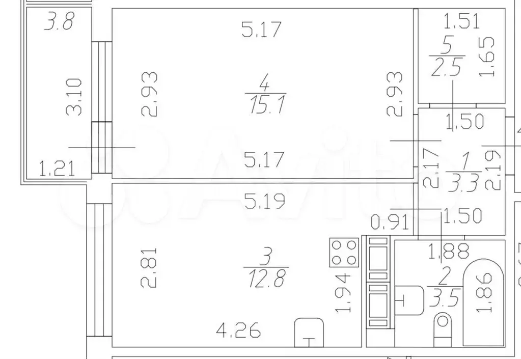 1-к. квартира, 39 м, 7/7 эт. - Фото 0