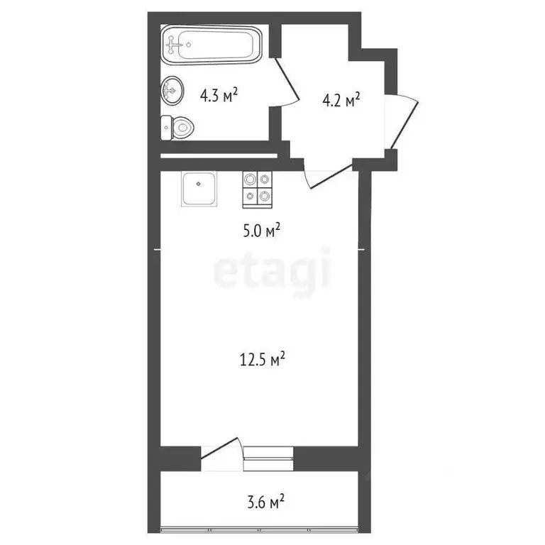 Студия Оренбургская область, Оренбург Уральская ул., 2/22 (29.74 м) - Фото 1