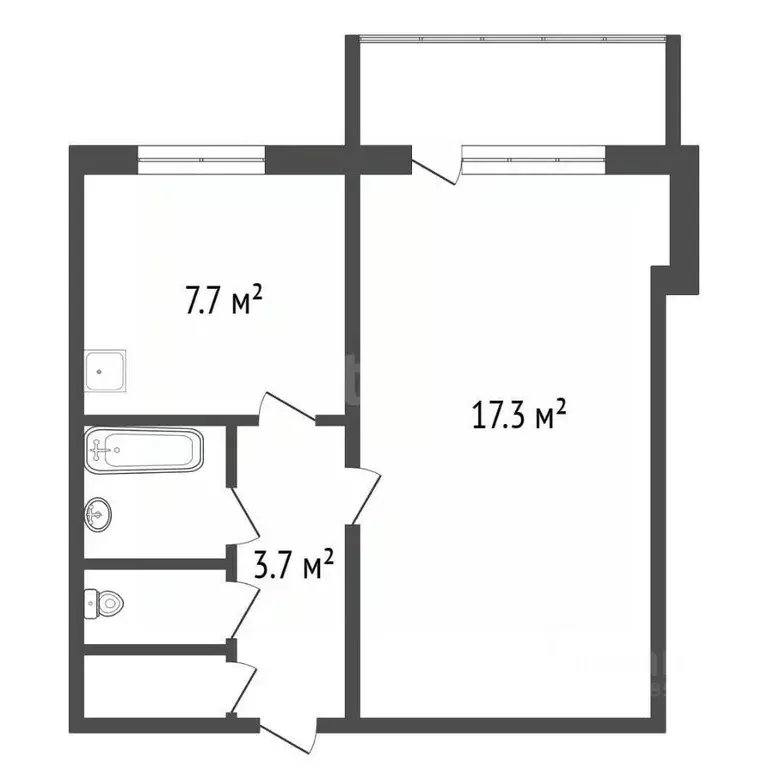 1-к кв. Красноярский край, Красноярск ул. 2-я Краснофлотская, 7А (33.2 ... - Фото 2