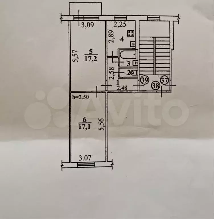 2-к. квартира, 47 м, 3/5 эт. - Фото 1