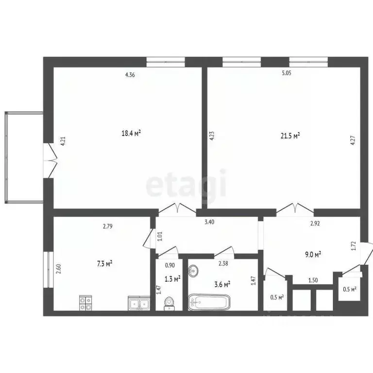 2-к кв. Башкортостан, Октябрьский ул. Горького, 7 (62.1 м) - Фото 2