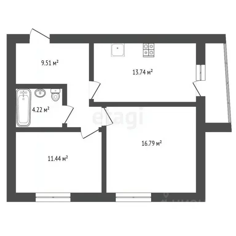 2-к кв. Башкортостан, Стерлитамак просп. Октября, 99 (54.6 м) - Фото 2