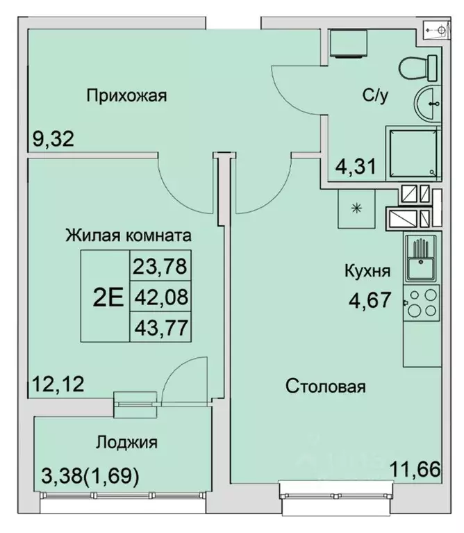 2-к кв. Ростовская область, Батайск  (43.77 м) - Фото 0