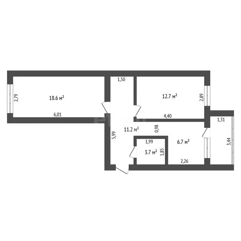 2-комнатная квартира: Благовещенск, Октябрьская улица, 213/1 (53 м) - Фото 1
