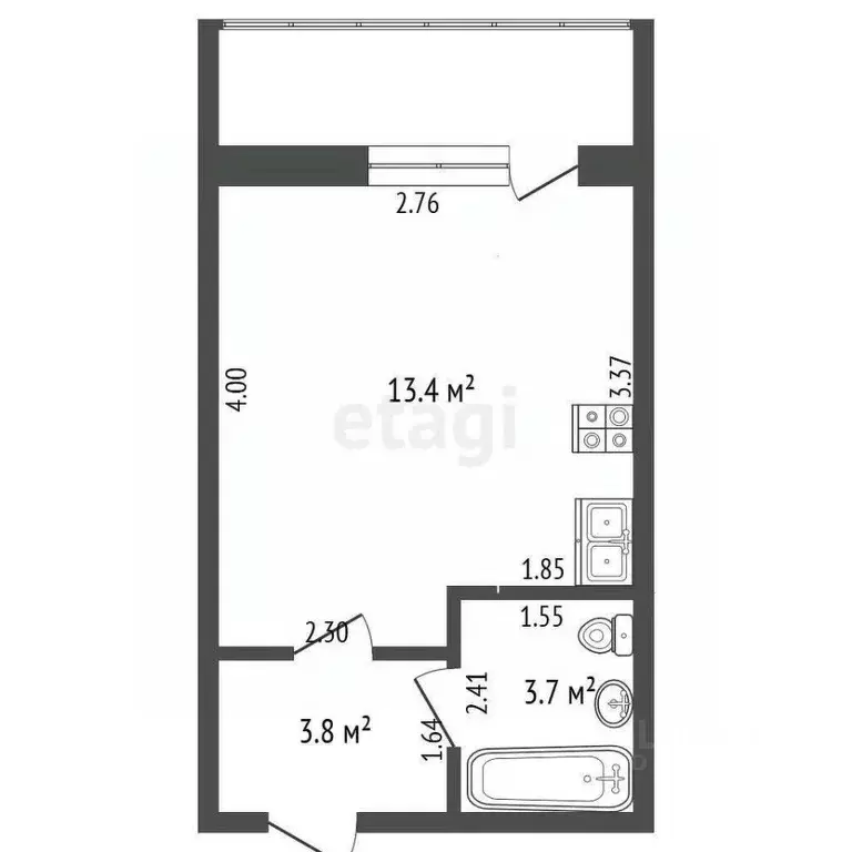 1-к кв. Саха (Якутия), Якутск ул. Якова Потапова, 27/1 (20.9 м) - Фото 1