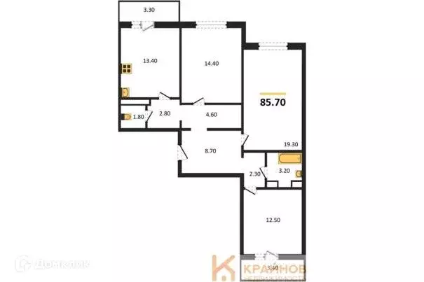 Продаётся 3-к квартира, 85.7 м - Фото 1