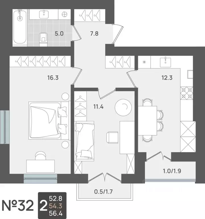 2-к кв. Калининградская область, Пионерский Рабочая ул., 9А (54.3 м) - Фото 0