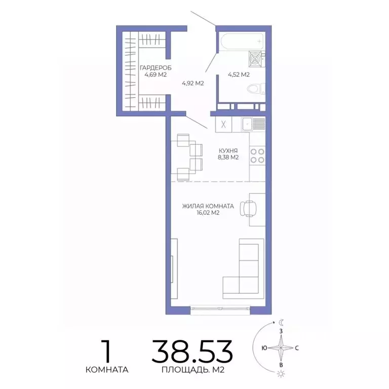 1-к кв. Пензенская область, Пенза Лугометрия жилой комплекс (38.53 м) - Фото 1