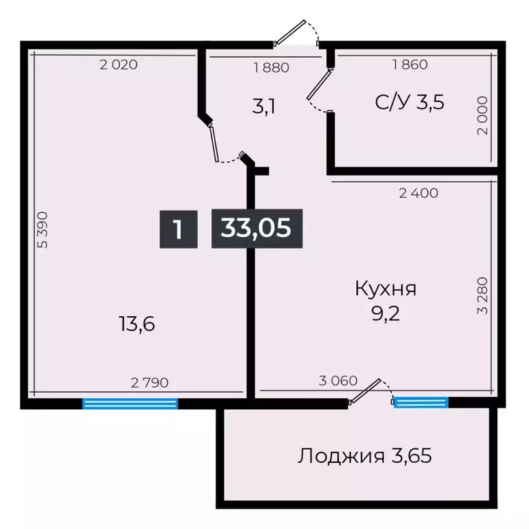 1-к кв. Ставропольский край, Ставрополь ул. Южный обход, 53В (33.55 м) - Фото 1