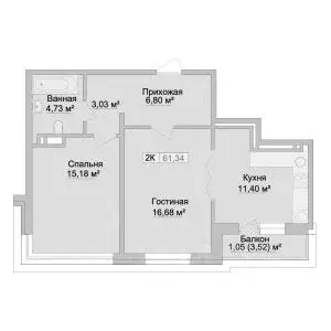 2-к кв. Дагестан, Каспийск просп. Акулиничева (61.34 м) - Фото 0