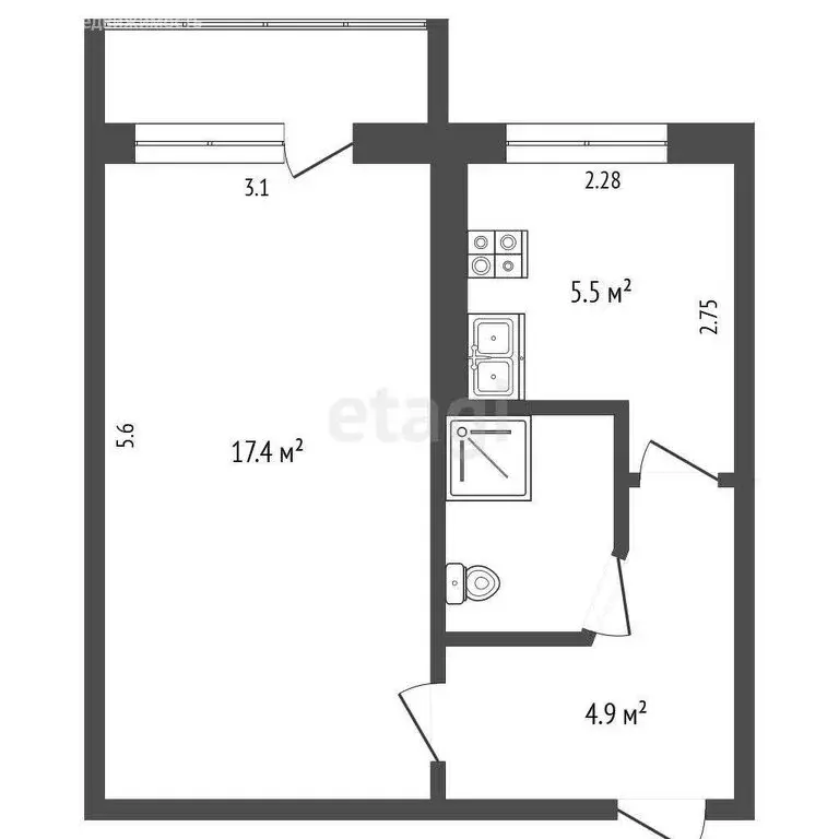 1-комнатная квартира: Петропавловск-Камчатский, улица Карбышева, 12 ... - Фото 1