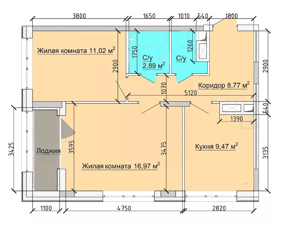 2-к кв. Кемеровская область, Кемерово ул. 1-я Линия, 24 (54.2 м) - Фото 1