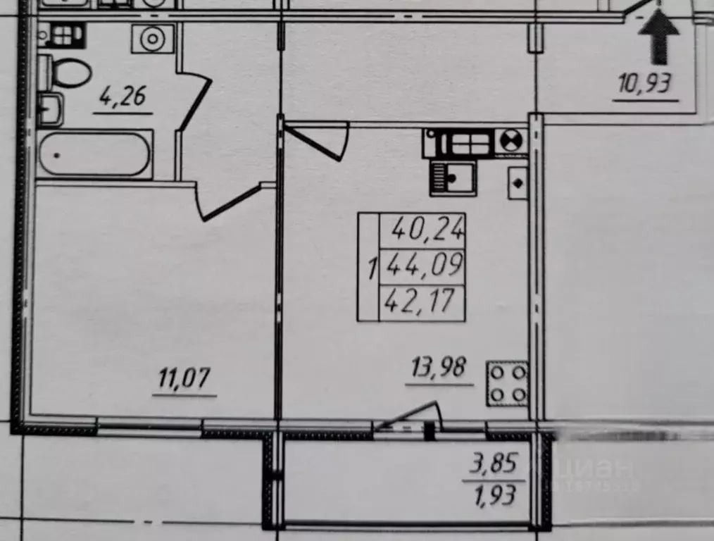 1-к кв. Калининградская область, Гурьевский муниципальный округ, пос. ... - Фото 2