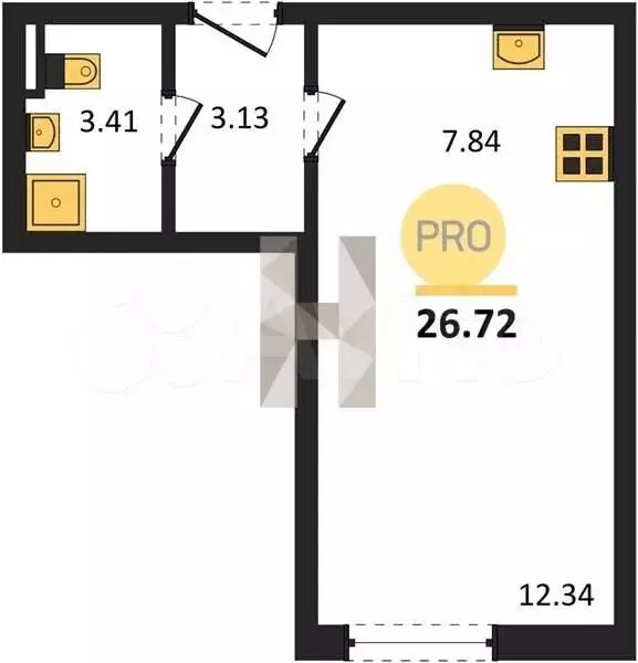 Квартира-студия, 26,7 м, 16/24 эт. - Фото 0
